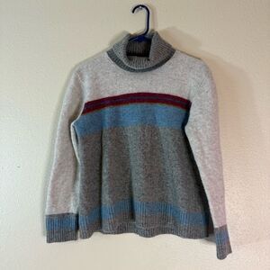 Pendleton wool Elegant Gray and Blue Turtleneck Sweater